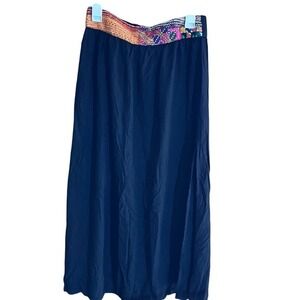 Earthbound black Maxi Skirt Womens M‎ Beaded Hippie Boho Artsy Indie slits